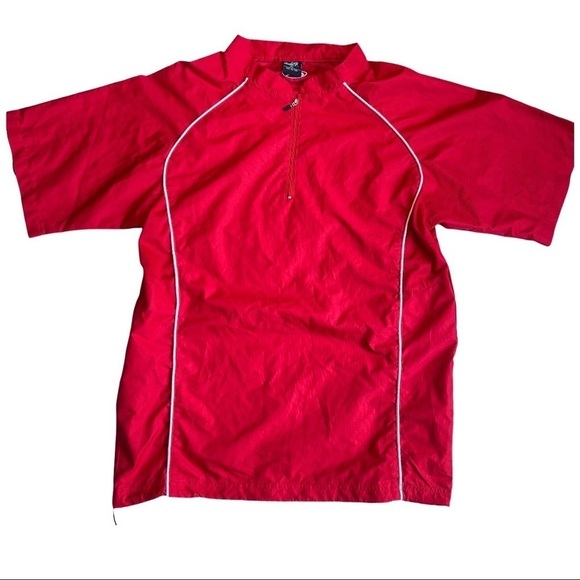 Rawlings Men’s 1/4 Zip Short Sleeved Red Wind Breaker Jacket - Picture 1 of 10